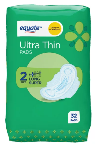 Equate Long Super Ultra Thin Pads with Flexi-Wings Size 2 (32 Count)