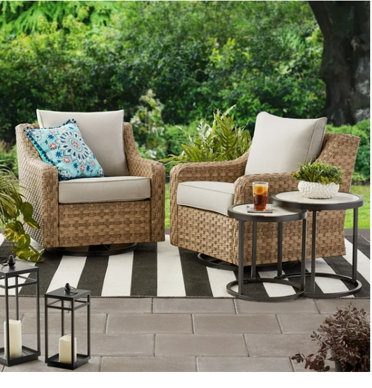Better Homes & Gardens River Oaks Outdoor Swivel Gliders with Patio Covers, Set of 2, Natural